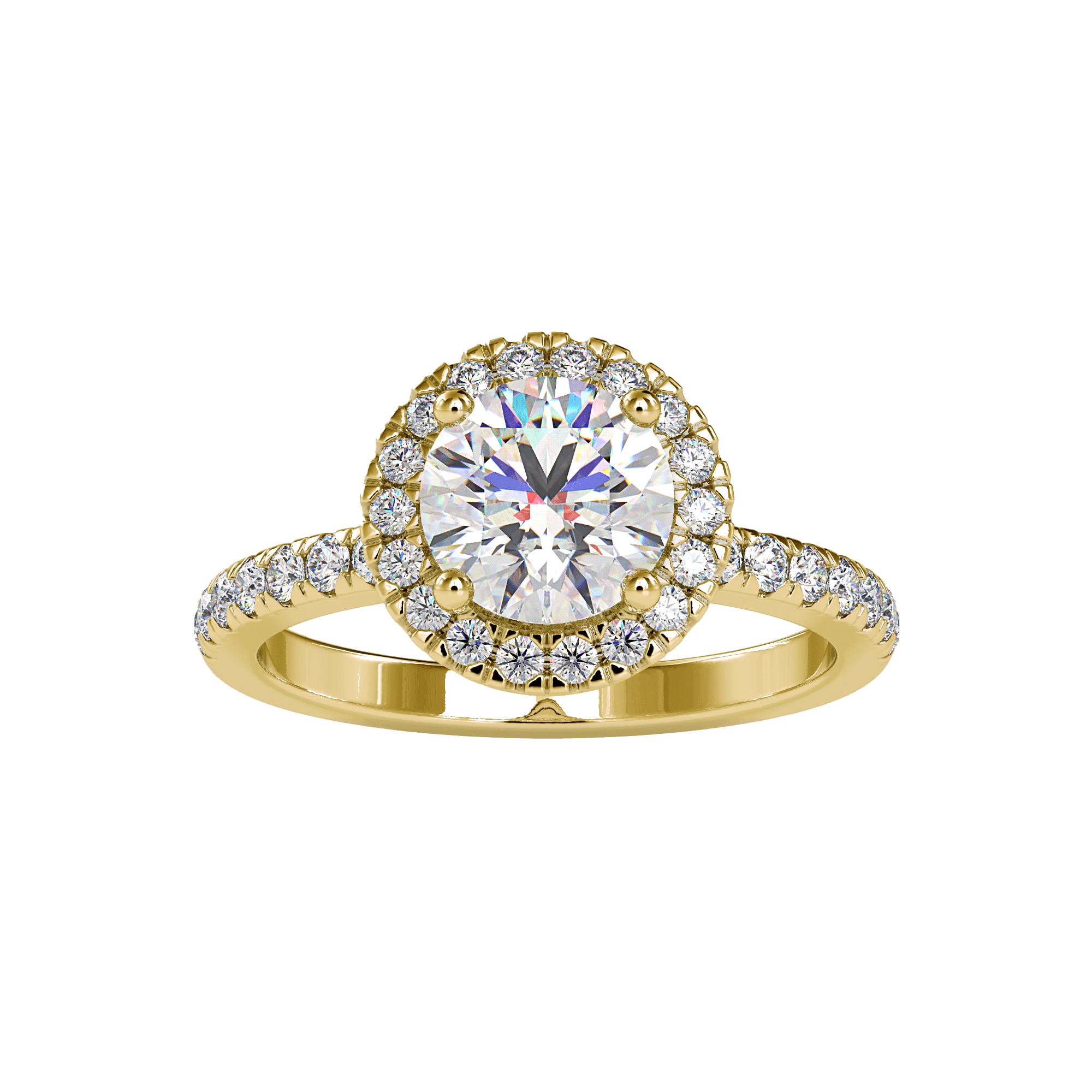 Buy Classic Solitaire Halo Ring | Eva-Gems Ring Eva Gems Yellow Gold 3(14.0mm)
